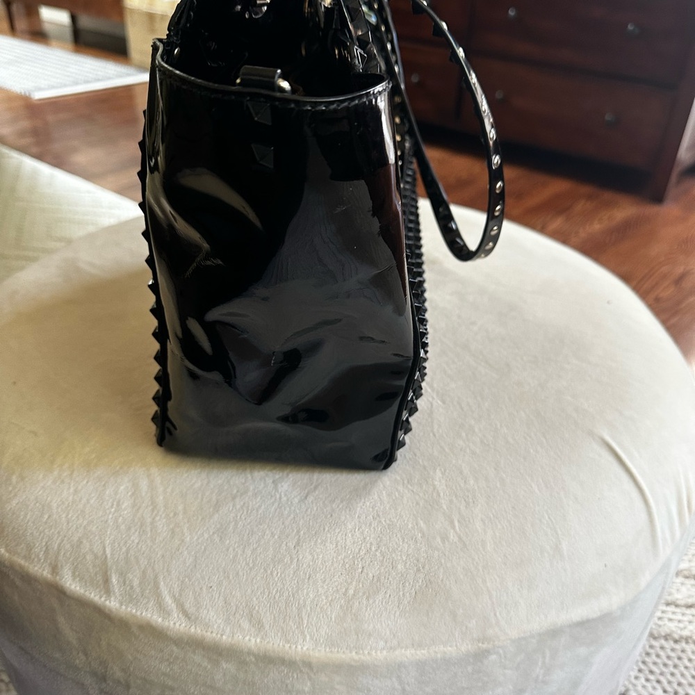 Valentino Black Patten  Leather Satchel - Picture 5 of 7